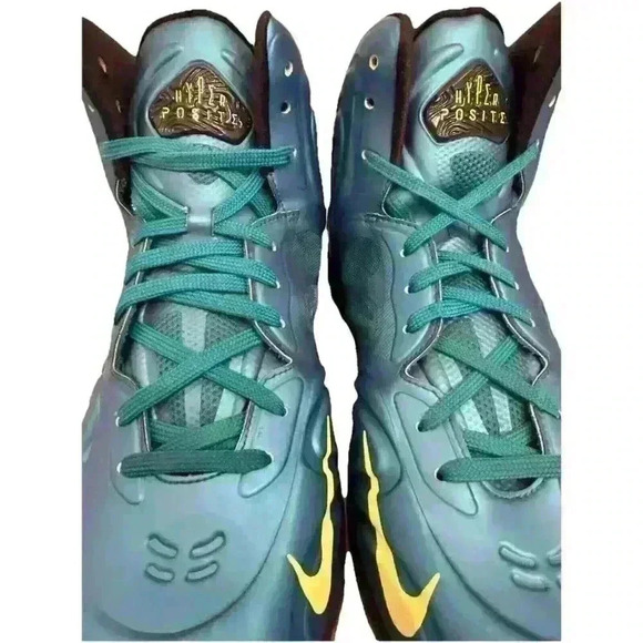 NIKE ID Air Max Mens Sz 11 Hyperposite Tropical Teal Yellow 524862 303 2013 - Picture 7 of 9